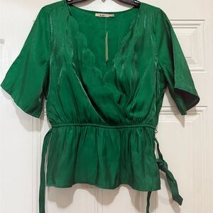 Francesca's Collections Emerald Wrap Blouse